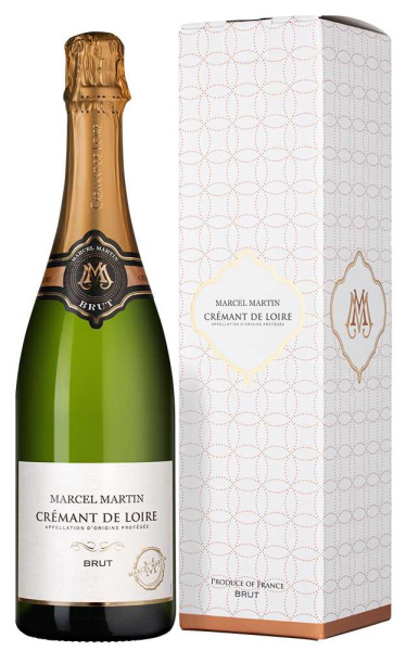 Вино игристое Белое Брют Marcel Martin Cremant de Loire Brut in gift box 2022 0,75 л фото