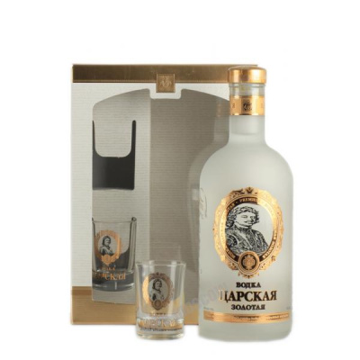 Водка Tsarskaja Gold with 2 glasses in gift box 0,7 л фото