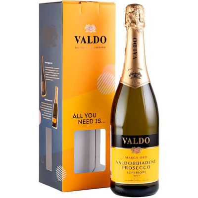 Вино игристое Белое Брют Valdo Marca Oro Valdobbiadene Prosecco Superiore Brut in gift box 0,75 л фото