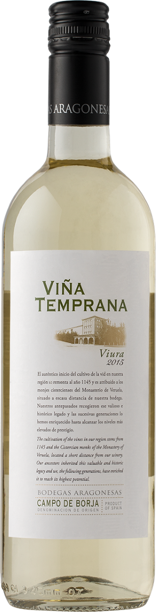 Вино Белое Сухое Bodegas Aragonesas Vina Temprana Viura 2021 0,75 л фото