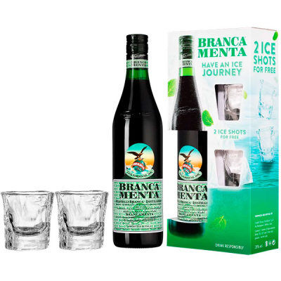 Ликер Branca Menta with 2 shots in gift box 0,7 л фото