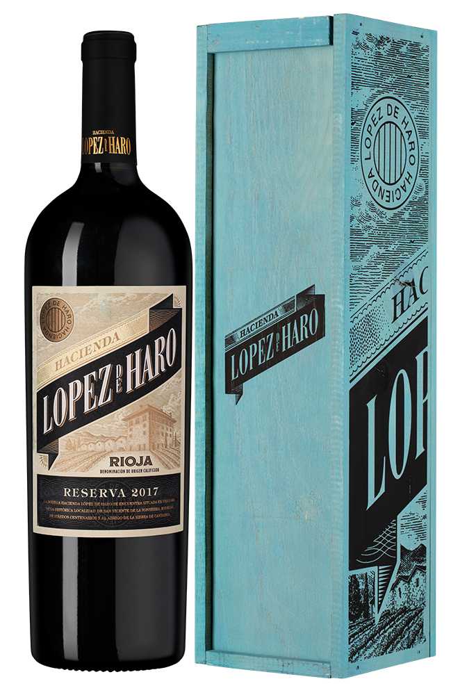 Вино Красное Сухое Hacienda Lopez de Haro Reserva in wooden box 2018 1,5 л фото