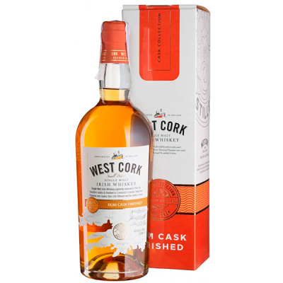 Виски West Cork Small Batch Rum Cask Finished Single Malt in gift box 0,7 л фото