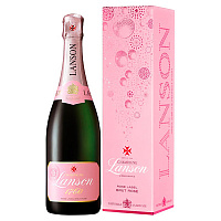 Вино игристое Розовое Брют Lanson Rose Label Brut Champagne in gift box 2015 0,75 л фото