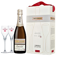 Вино игристое Белое Экстра Брют Piper-Heidsieck Essentiel Blanc de Blancs Extra Brut Champagne with 2 glasses and a bag in gift box 2017 0,75 л фото