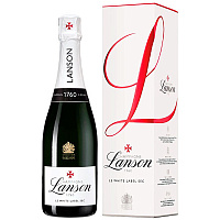 Вино игристое Белое Полусухое Lanson Le White Label Sec Champagne in gift box 0,75 л фото