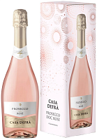 Вино игристое Розовое Брют Casa Defra Prosecco Rose in gift box 0,75 л фото