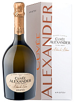 Вино игристое Белое Экстра Брют Aristov Cuvee Alexander Blanc de Blancs Extra Brut in gift box 2021 0,75 л фото