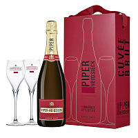 Вино игристое Белое Брют Piper-Heidsieck Brut Champagne with 2 glasses in gift box 2021 0,75 л фото