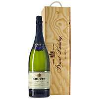Вино игристое Белое Брют Bouvet-Ladubay Saphir Brut Vintage in wooden box 2023 3 л фото