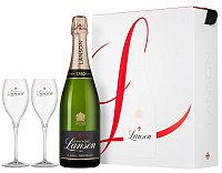 Вино игристое Белое Брют Lanson Le Black Label Brut Champagne with 2 glasses in gift box 2019 0,75 л фото